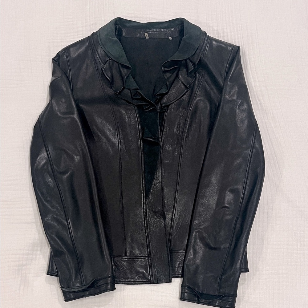 Stylish Black Real Leather Jacket Size M
